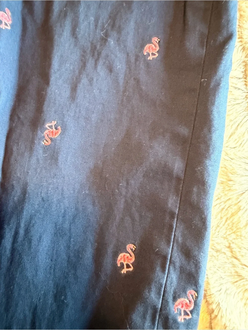 Talbots Navy Relaxed Chino Pants with Pink Flamingo Embroidery SIZE 20W - Picture 4 of 12
